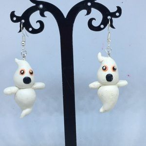 Unique Handmade Clay Halloween Ghost Earrings